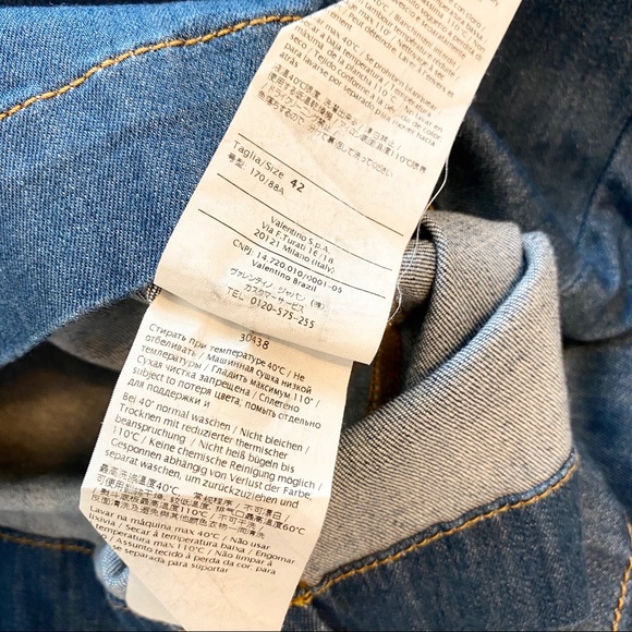 Red Valentino Ruffle Sleeve Denim Dress Size 4 - Picture 11 of 12